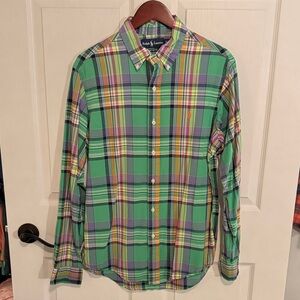 Polo Ralph Lauren Men's Green and Purple Plaid Shirt